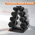 Fitvids Rubber Coated Hex Dumbbell Weight Set and Storage Rack, 100LB Set or 150LB Set, 5-20 lbs Pairs or 5-25 lbs Pairs