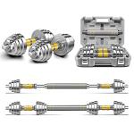 PHOEROS Adjustable Dumbbell Set - 44/66/88 LBS weights set, Dumbbell Barbell 3 in 1, Steel Dumbbells Pair with Connecting Rod for Adults Women Men Fitness Workout, Home Gym Exercise Training Equipment (44lbs)
