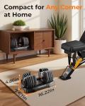 FEIERDUN Adjustable Dumbbell Set,5-52.5lb Free Weight Dumbbells, 15 in 1, Quick Adjust Weight Set with Non-slip Handles and Tray, Dumbbells for Home Gym Exercise Strength Training, Unisex（Pair）