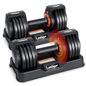 25/55 lbs Pair Adjustable Dumbbells Set, Dumbbells with Anti-Slip Metal Handle for Exercise & Fitness Fast Adjust Weight for Full Body Workout Fitness