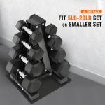 Fitvids Rubber Coated Hex Dumbbell Weight Set and Storage Rack, 100LB Set or 150LB Set, 5-20 lbs Pairs or 5-25 lbs Pairs