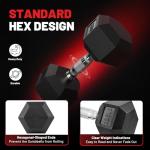 PAPABABE Dumbbell Set Rubber Encased Hex Dumbbell Free Weights Dumbbells Set Home Weight Set- 195 lb Set (Pair of 5, 12.5, 15, 17.5, 22.5, 25 lb with Rack)