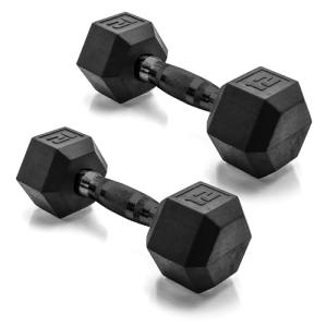 CAP Barbell 12 LB Coated Hex Dumbbell Weight Pair with Black Handle