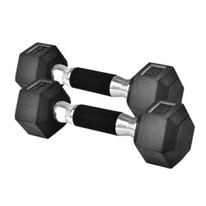 Yes4All 5 LBS Pair Rubber Encased Exercise & Fitness Hex Dumbbell Set, Hand Weight