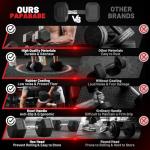 PAPABABE Dumbbell Set Rubber Encased Hex Dumbbell Free Weights Dumbbells Set Home Weight Set- 195 lb Set (Pair of 5, 12.5, 15, 17.5, 22.5, 25 lb with Rack)