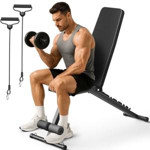 Adjustable Workout Bench for Home Gym, Foldable Weight Bench for Dumbbell Exercise Full Body Workout, Incline Decline Gym Bench for Fitness Strength Traning