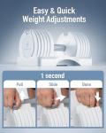 BYZOOM FITNESS Adjustable Dumbbell Set 25lb Single Unit – 5-in-1 Compact Free Weights for Home Gym, Patented Easy-Adjust Design, Sleek Aesthetic for Strength Training & Workouts, White