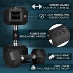 Yes4All 5 LBS Pair Rubber Encased Exercise & Fitness Hex Dumbbell Set, Hand Weight