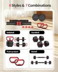 Adjustable Dumbbells,20/30/40/60/80lbs Free Weight Set with Connector, 4 in1 Dumbbells Set Used as Barbell/Kettlebells/Push up Stand, Fitness Workout Equipment for Home Gym for Youth,Women/Men
