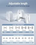 BYZOOM FITNESS Adjustable Dumbbell Set 25lb Single Unit – 5-in-1 Compact Free Weights for Home Gym, Patented Easy-Adjust Design, Sleek Aesthetic for Strength Training & Workouts, White