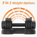 Ativafit 27.5/66/88LBS Pair Adjustable Dumbbell Set with Anti-slip Handle 12 In 1 Quick Dial Adjustment Weights With Safety Locking Button Space Saving Strength Training for Full Body Home Gym Workout