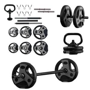 US Weight 43 Pound Adjustable Weight Set with 55" Barbell, Dumbbells, and Kettlebell Handle – Versatile Exercise Equipment for Home Gym Workouts