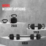 Ajustable Dumbbell Set, 20/32/50/60lbs Free Weights Dumbbells Set with Connector, 4 in 1 Dumbbells used as Barbell, Kettlebells and Push Up Stand for Exercise and Fitness