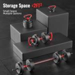 Fitvids Adjustable Dumbbell Set, 40lbs Free Weights Set with Connector, 4 in 1 Changeable Dumbbells and Barbell for Exercise and Fitness