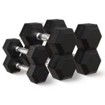 BalanceFrom Fitness Signature Alloy Steel Rubber Encased Hex Textured Dumbbell Workout Set w/Rack and 3 Pairs of 5, 10, and 15 Pound Weights, Black