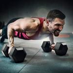Yes4All 5 LBS Pair Rubber Encased Exercise & Fitness Hex Dumbbell Set, Hand Weight