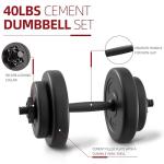 Fitvids Adjustable Dumbbell Set, 40lbs Free Weights Set for Exercise & Fitness, Vinyl Coated Cement Weights with Collars for Women & Men Home Gym Strength Training
