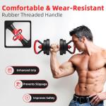 Fitvids Adjustable Dumbbell Set, 40lbs Free Weights Set with Connector, 4 in 1 Changeable Dumbbells and Barbell for Exercise and Fitness