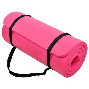 Extra Thick Pink Anti-Tear Yoga Mat with Strap