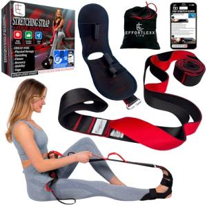Red Stretching Strap with Loops for Mobility