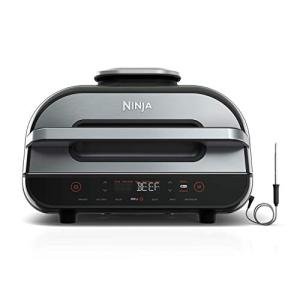Ninja FG551/BG550 Foodi Smart XL 6-in-1 Indoor Grill with 4-Quart Air Fryer Roast Bake Dehydrate Broil and Leave-in Thermometer, with Extra Large Capacity, and a stainless steel Finish (Renewed),