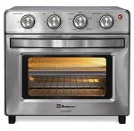 Koblenz Air Fryer Toaster Smart Oven, 4-in-1 Kitchen Countertop Convection, 27-Quarts XL, 100°-500°F Temperature Controls, Top and Bottom Heater, Adjustments Brushed Stainless Steel Look