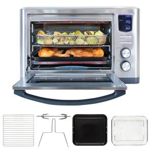 Kenmore Toaster Oven Air Fryer - Fry Chicken, Rotisserie, Bake Bread, Cookie, Pizza Dehydrator Racks Convection Kitchen Appliances 26 Quart Horno Freidora De Aire Stainless Steel