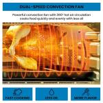 Kenmore Toaster Oven Air Fryer - Fry Chicken, Rotisserie, Bake Bread, Cookie, Pizza Dehydrator Racks Convection Kitchen Appliances 26 Quart Horno Freidora De Aire Stainless Steel