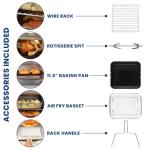Kenmore Toaster Oven Air Fryer - Fry Chicken, Rotisserie, Bake Bread, Cookie, Pizza Dehydrator Racks Convection Kitchen Appliances 26 Quart Horno Freidora De Aire Stainless Steel