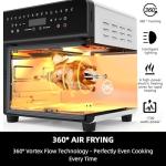 Air Fryer Toaster Oven Combo, 24 QT Fench Door Countertop Toaster Oven, 360 Degree Air Flow, 15 Cooking Functions, Digital Controls, 13 Accessories Included, Stainless Steel Finish