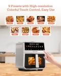 6 QT Stainless Steel Air Fryer with 9 Functions