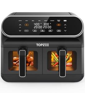 Topzee 8QT Dual Basket Air Fryer - Black