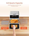 6 QT Stainless Steel Air Fryer with 9 Functions