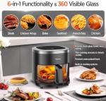 6-in-1 Glass Air Fryer with 4.5 QT Capacity