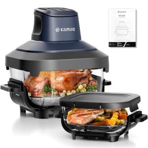 Kismile Dual Bowl Glass Air Fryer 1550W