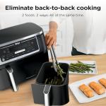 Ninja | Air Fryer | Finish Cooking Multiple Foods at the Same Time | 6-in-1 (Air Fry, Broil, Roast, Keep Warm, Dehydrate, Bake) | Fit up to 8lb Chicken Wings in the two 5 QT Baskets | DZ302