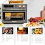 VAL CUCINA Infrared Heating Air Fryer Toaster Oven, Extra Large Countertop Convection Oven 10-in-1 Combo, 6-Slice Toast, Enamel Baking Pan Easy Clean with Recipe Book, Black Matte Stainless Steel