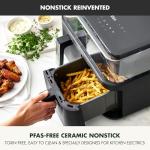 GreenPan Clearview 10QT Double Air Fryer, 360° Clear Window, PFAS-Free Ceramic Nonstick 5QT Drawers & Trays, Dual Cooking, 12-Presets, Shake Reminder, Keep Warm, Dishwasher Safe Parts