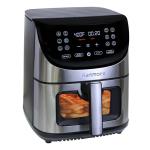Kenmore 8 Quart Air Fryer - Aerogrill, Non-Stick Frying Basket, French Fry, Digital Touch Screen, 12 Presets, Freidora Eléctrica, Countertop Cooking Kitchen Appliance, Stainless Steel, Black