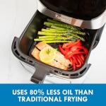 Kenmore 8 Quart Air Fryer - Aerogrill, Non-Stick Frying Basket, French Fry, Digital Touch Screen, 12 Presets, Freidora Eléctrica, Countertop Cooking Kitchen Appliance, Stainless Steel, Black