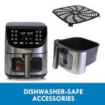 Kenmore 8 Quart Air Fryer - Aerogrill, Non-Stick Frying Basket, French Fry, Digital Touch Screen, 12 Presets, Freidora Eléctrica, Countertop Cooking Kitchen Appliance, Stainless Steel, Black