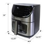 Kenmore 8 Quart Air Fryer - Aerogrill, Non-Stick Frying Basket, French Fry, Digital Touch Screen, 12 Presets, Freidora Eléctrica, Countertop Cooking Kitchen Appliance, Stainless Steel, Black