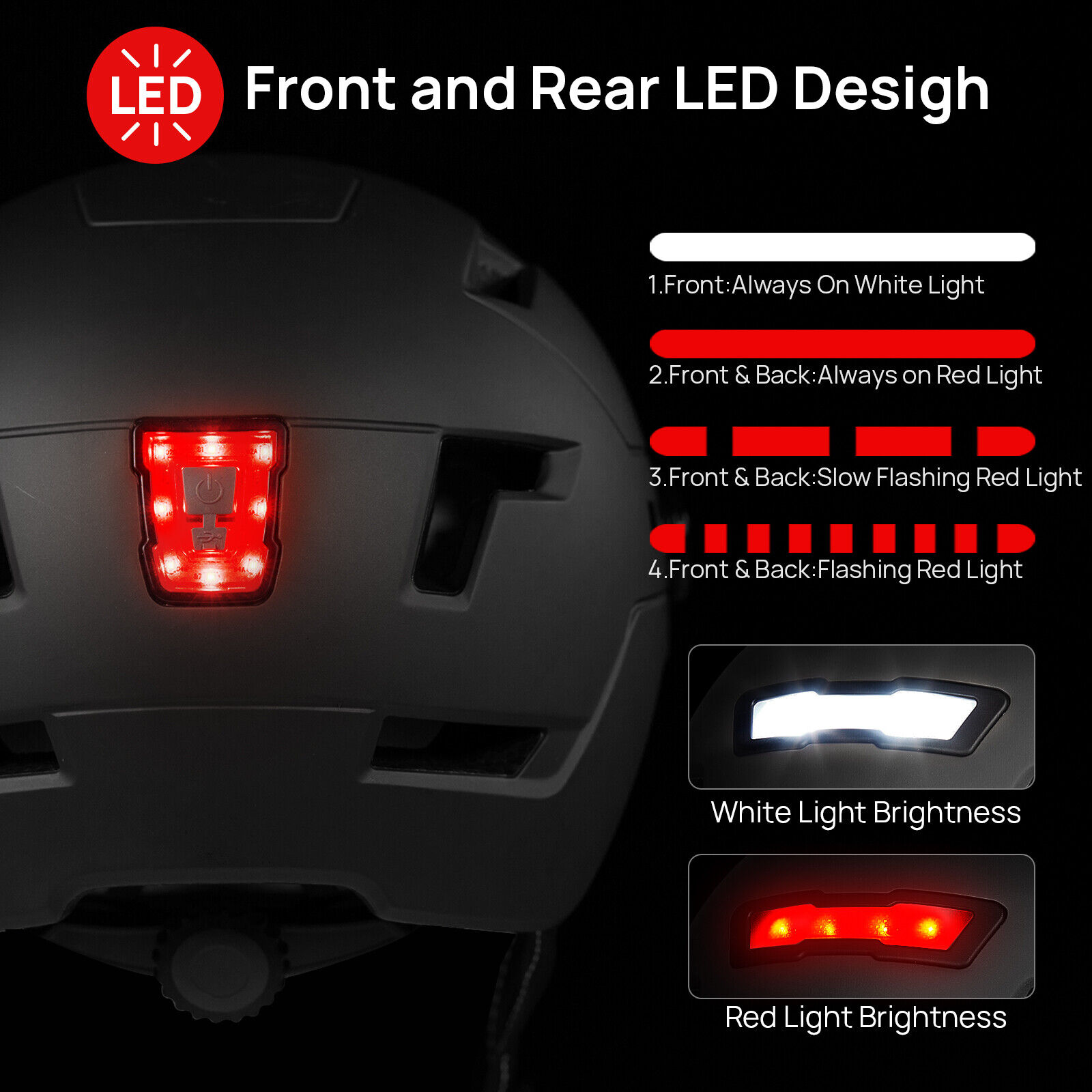 ILM Cycling Helmet with Rechargeable LED Lights