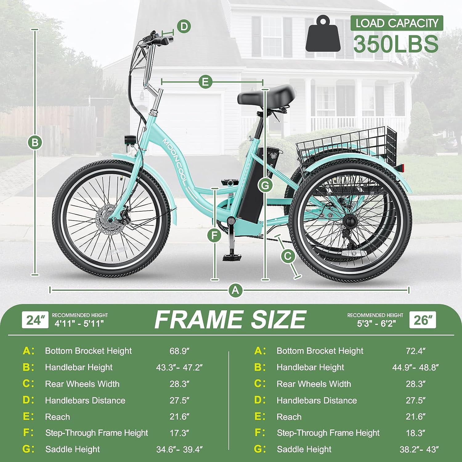 Ultra-Fast 350W Electric Trike with 7-Speed Gear