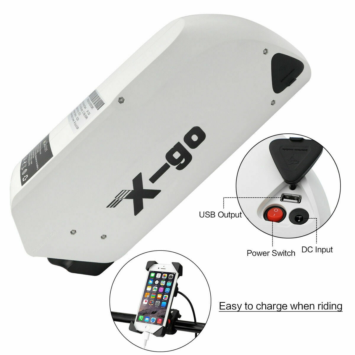 48V 13Ah Tiger Shark Ebike Battery, Downtube Lithium