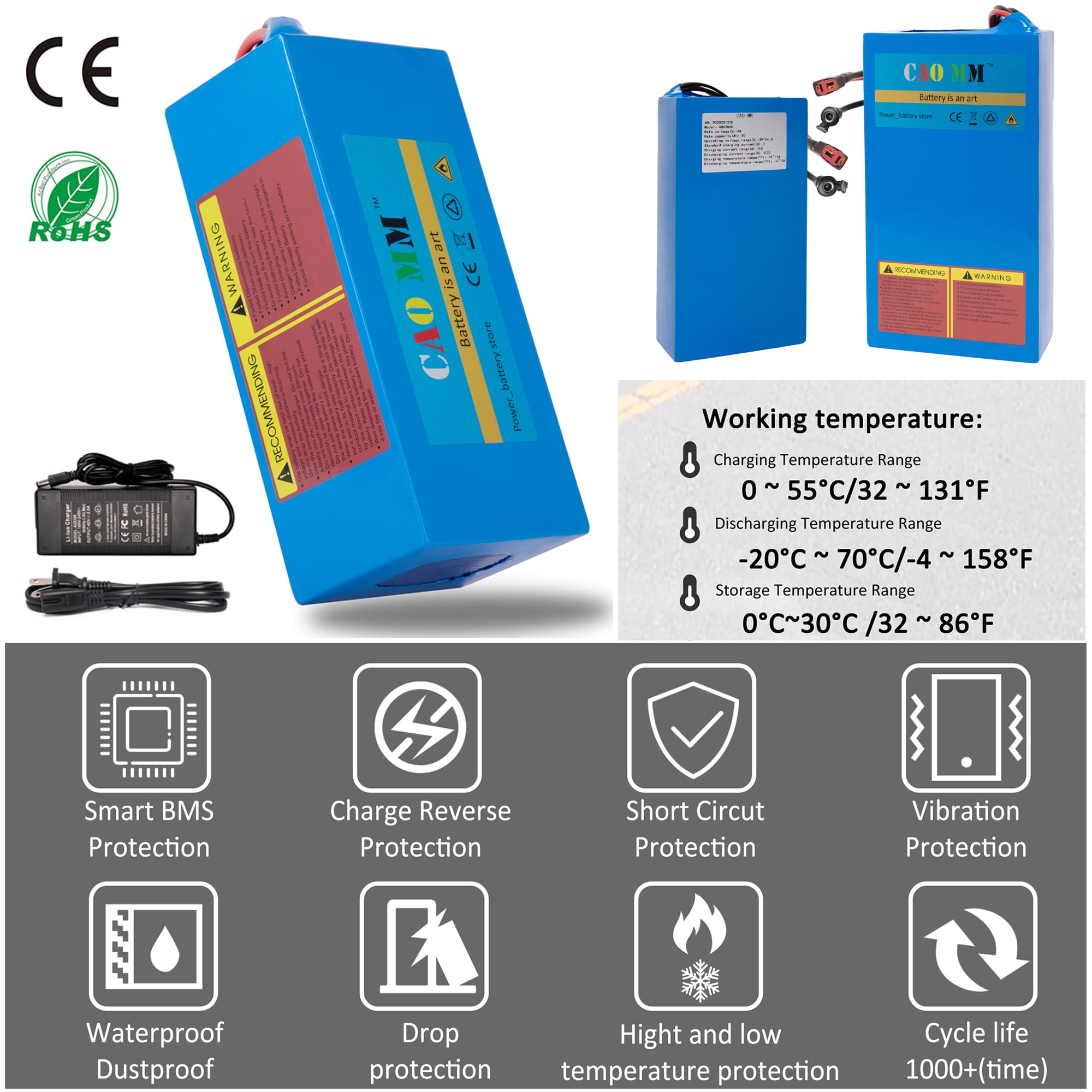 48V 14Ah Lithium Battery for 750W eBike Motor