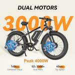 GREATWORK 4000W Dual Motor Electric Bike, 40MPH