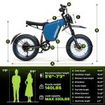 Puttken Electric Bike for Adults - Blue