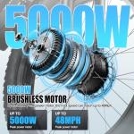 5000W Dual Motor Electric Bike, 52V Removable Battery