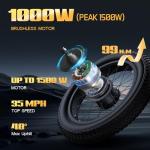 EMOKO 1500W Electric Mountain Bike, 35MPH Speed